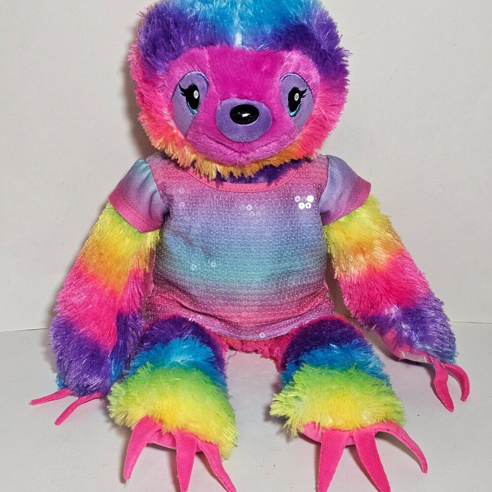 Build-A-Bear Workshop Rainbow Sloth Plush Toy BAB Plushie Stuffed Animal 2018